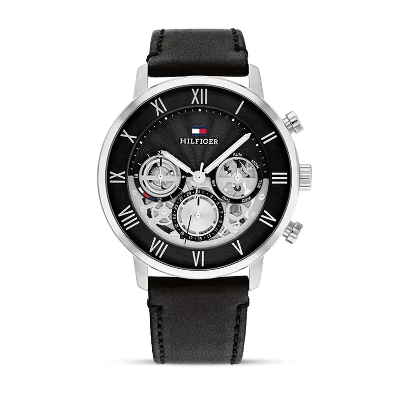 Tommy Hilfiger Legend Multifunction Black Skeleton Dial Men's Watch | 1710565